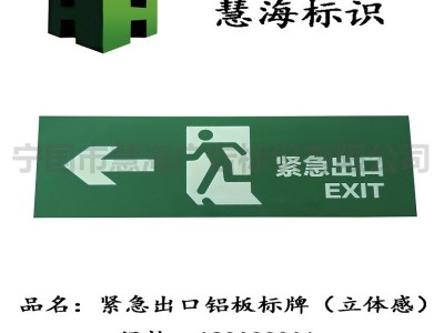 紧急逃生出口指示牌，发光夜光发光指示牌，立体铝板消防标识牌